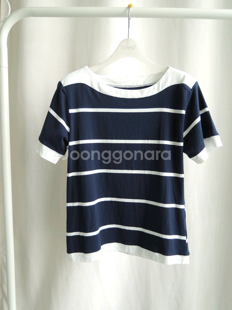 새상품) 네이비 줄무늬 반팔 면티셔츠 90 / 55--4