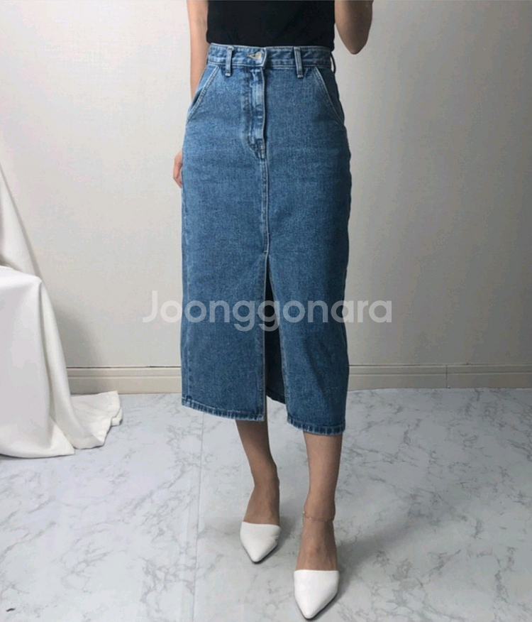 새상품) 에잇세컨즈 데님 롱스커트 H라인 26 청치마--0