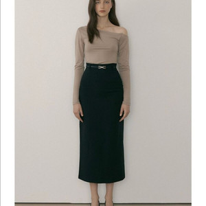 새상품 리올그 맥시 슬릿 스커트 블랙 m