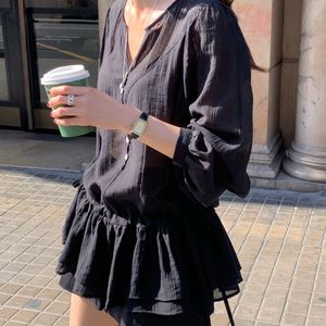 아잉 도매택 무이 스트링 미니 원피스 (블랙)