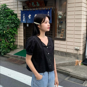 가내스라 베니 반팔 블라우스 (블랙)