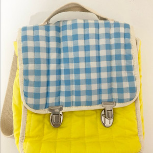 스몰미미 블루 옐로우 체크 백팩 아이가방