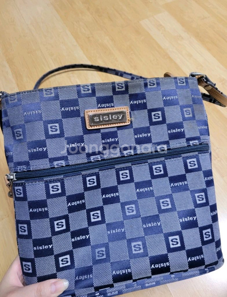 시슬리 로고 패턴 크로스백--0