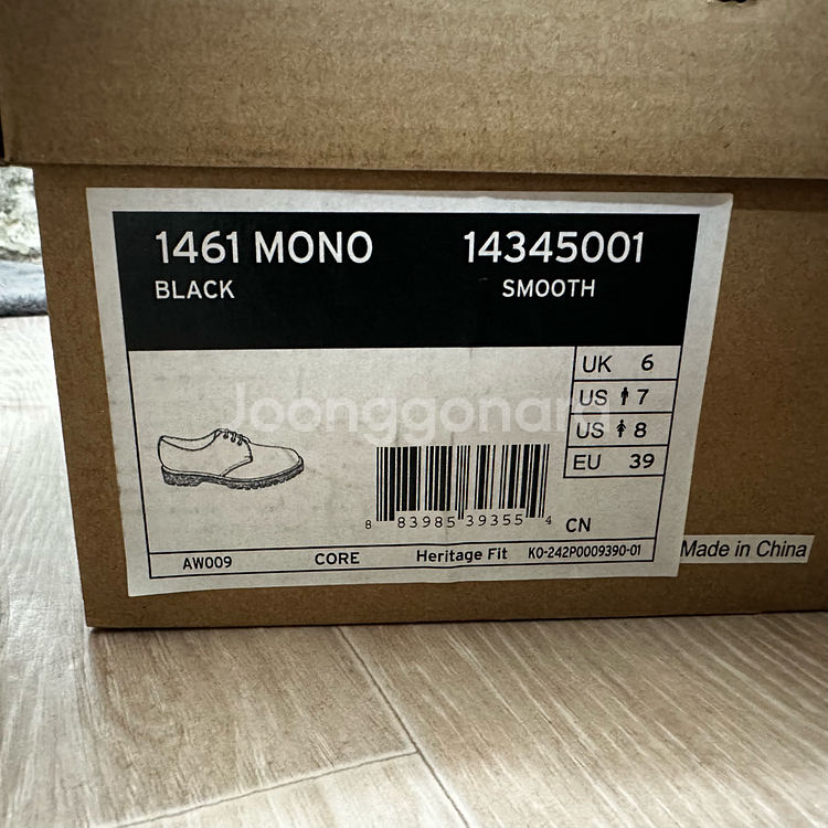 닥터마틴 1461 모노블랙 uk6 250-260--2