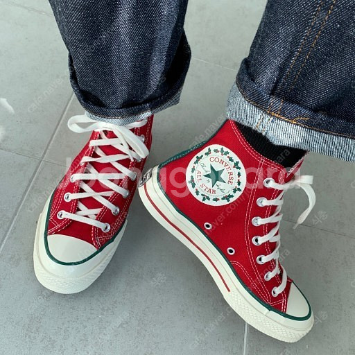 컨버스 윈터 홀리데이 레드 하이 새제품--2