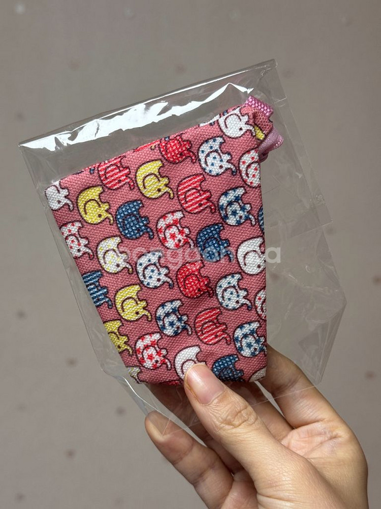 태국 코끼리 핑크색 동전지갑 파우치--3