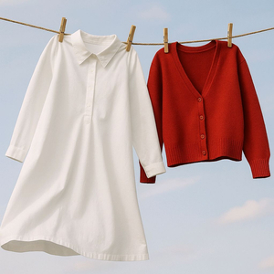 깔끔한 셔츠형 화이트 원피스