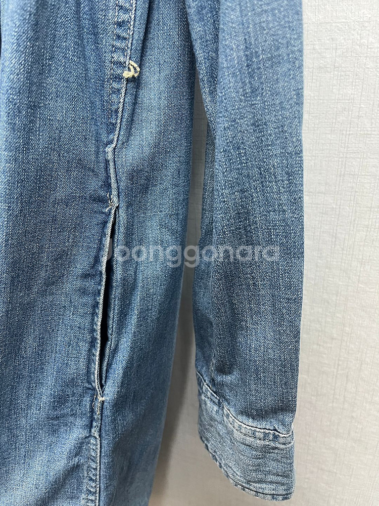 리바이스 데님 포켓 원피스 워싱 청 스커트 셔츠 85--2