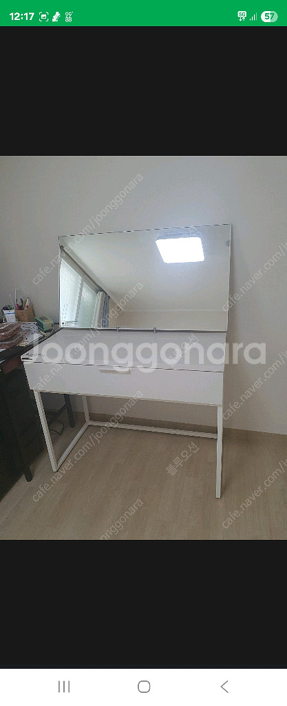 한샘 화이트콘솔형 화장대(거울,의자 포함)--1