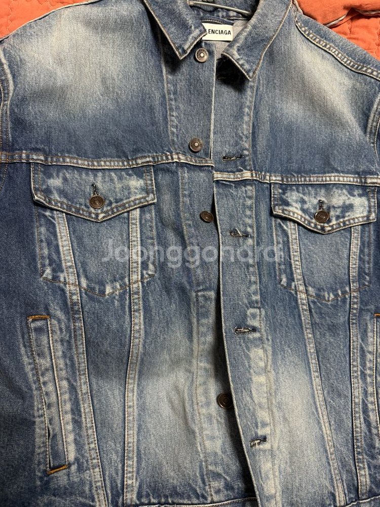 발렌시아가 데님 청자켓 40 남자 오버핏 청자켓--1