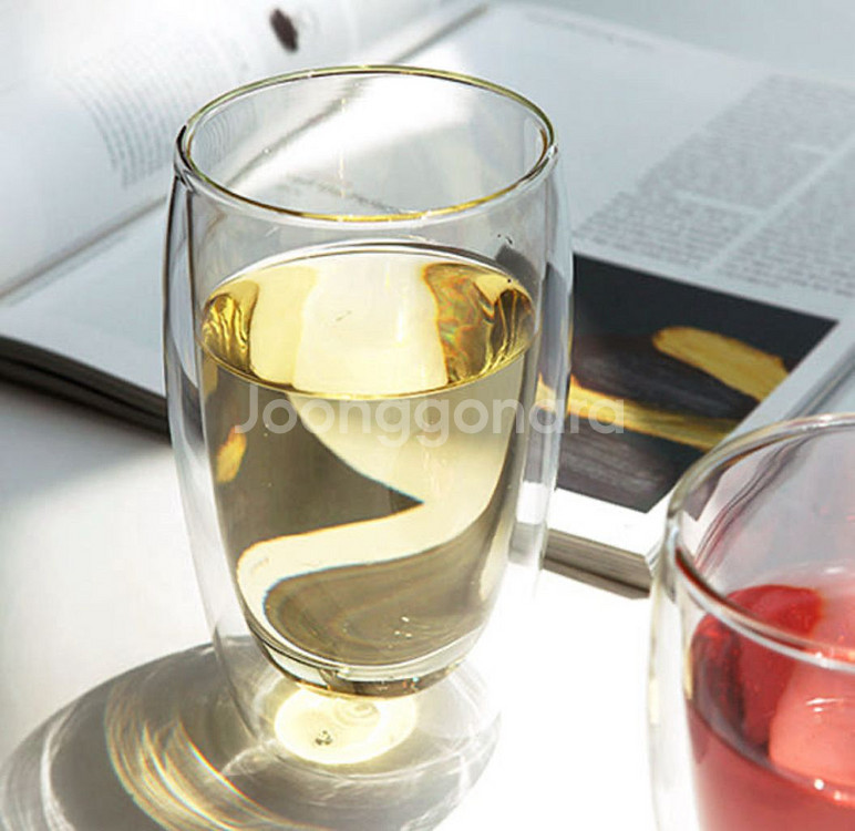 내열유리 이중 유리컵, 커피컵 티컵 1개 새상품--0