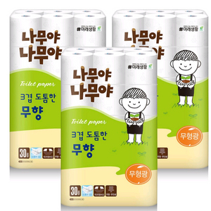 잘풀리는집 나무야나무야 3겹 화장지 무향30m30롤3팩