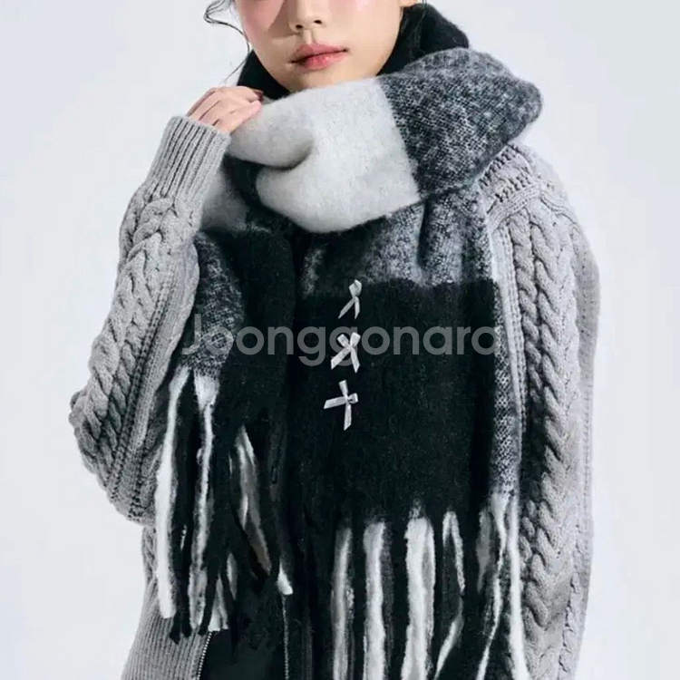 제로플래닛 소프트 리본 롱 머플러 블랙--1