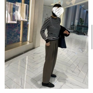 [차분] 캐시미어 100 줄무늬 니트_카키38