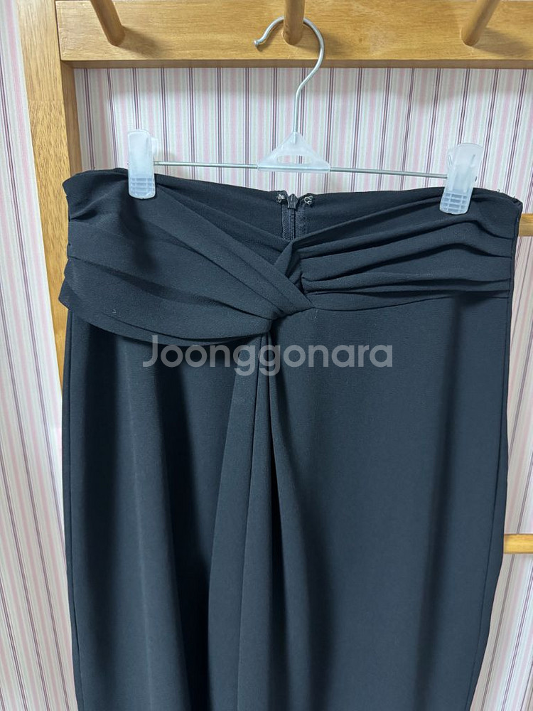 블랙 꼬임 롱 스커트 플레어 팬츠 치마바지 와이드 슬랙--4