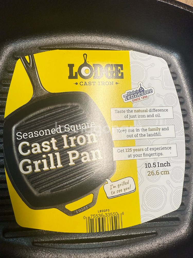 롯지 사각 그릴팬 10.5인치 26.6cm 주물 그릴팬--3