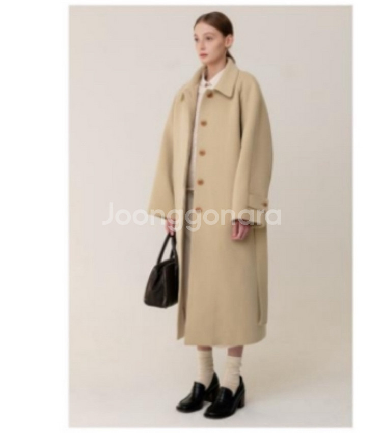 킨더살몬 싱글 오버핏 코트 (버터)--0