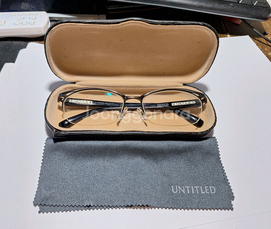 일본 빈티지 NICOLE 13212 티타늄 반무테 안경--0