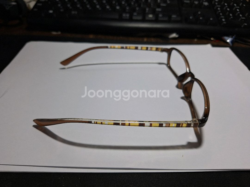 투명 미니멀 브라운 줄무늬 일본 빈티지 안경테 레트로--2
