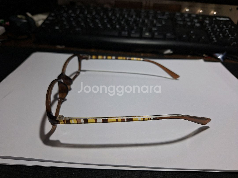 투명 미니멀 브라운 줄무늬 일본 빈티지 안경테 레트로--3