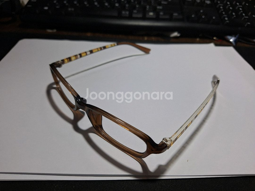 투명 미니멀 브라운 줄무늬 일본 빈티지 안경테 레트로--4