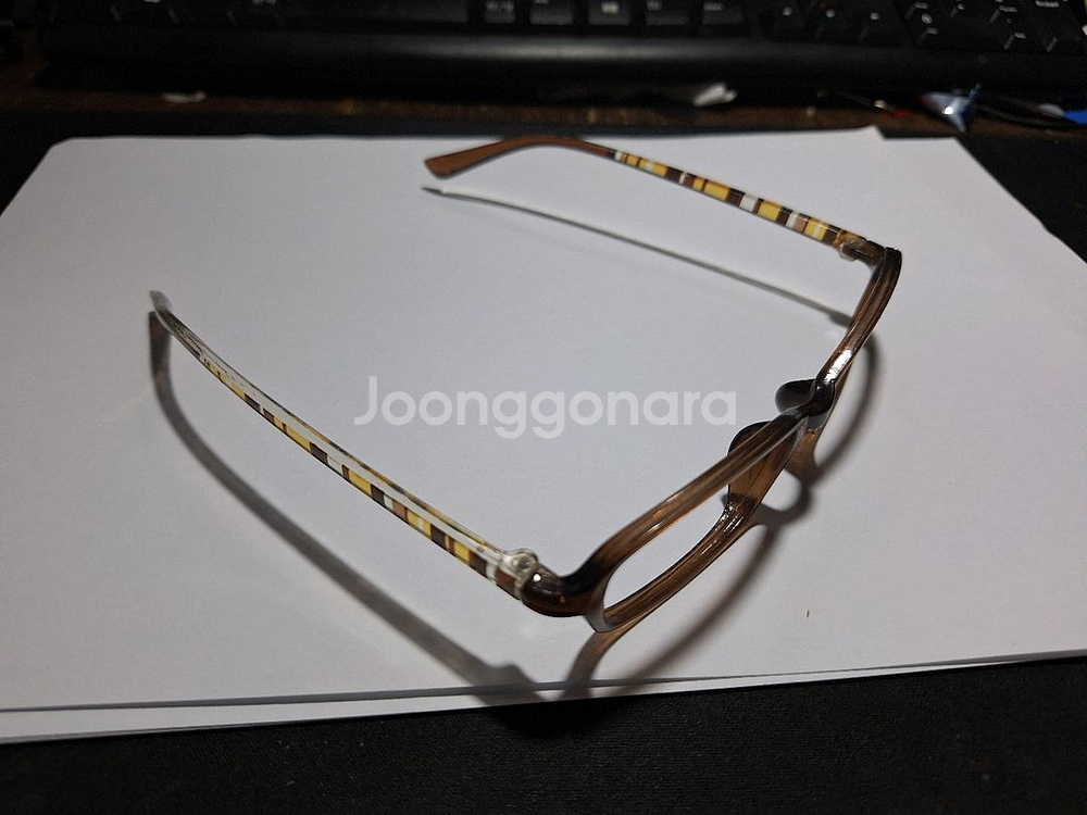 투명 미니멀 브라운 줄무늬 일본 빈티지 안경테 레트로--5