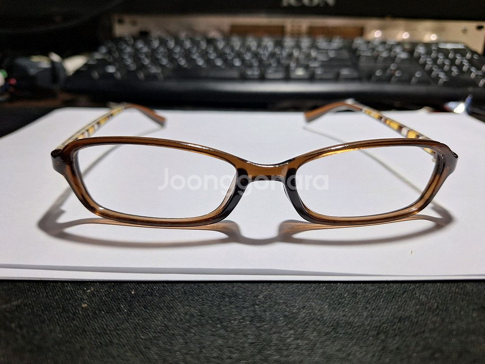 투명 미니멀 브라운 줄무늬 일본 빈티지 안경테 레트로--6