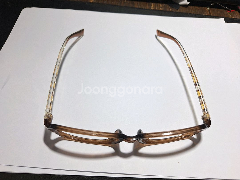 투명 미니멀 브라운 줄무늬 일본 빈티지 안경테 레트로--7