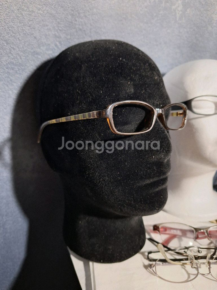 투명 미니멀 브라운 줄무늬 일본 빈티지 안경테 레트로--8