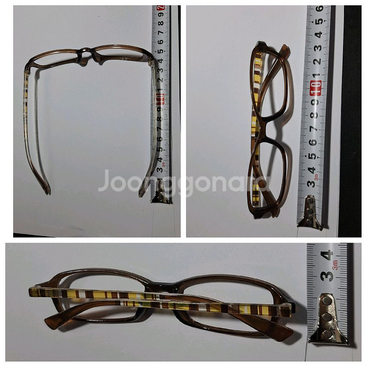 투명 미니멀 브라운 줄무늬 일본 빈티지 안경테 레트로--9