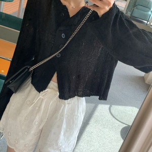 바이씨니 제작 사선버튼가디건 블랙 새상품