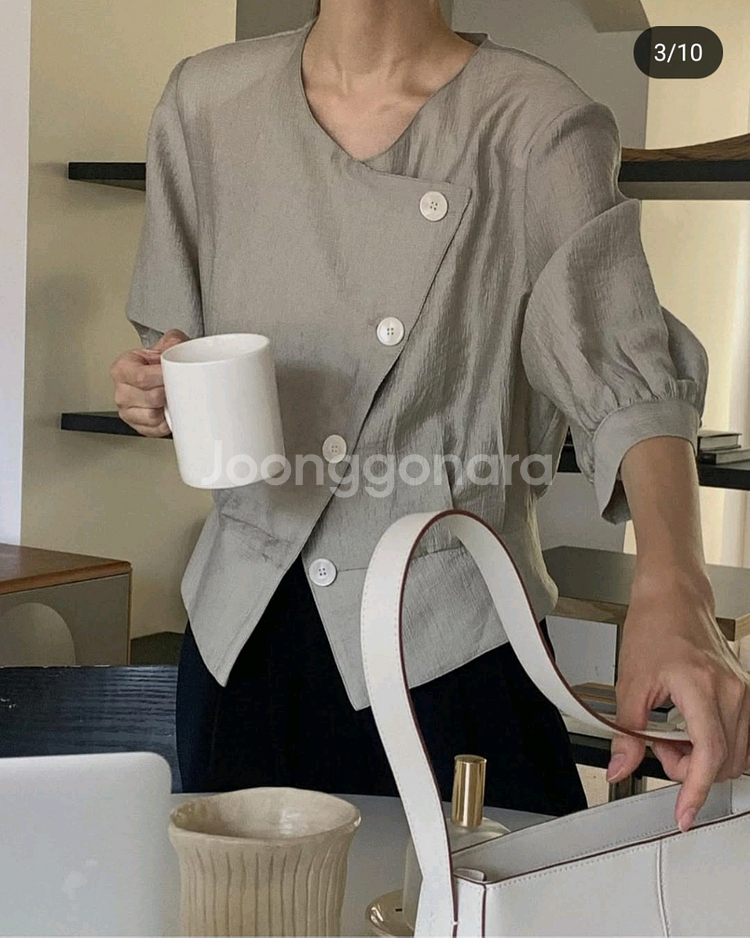 진베이지 그레이 블라우스 55~66--2