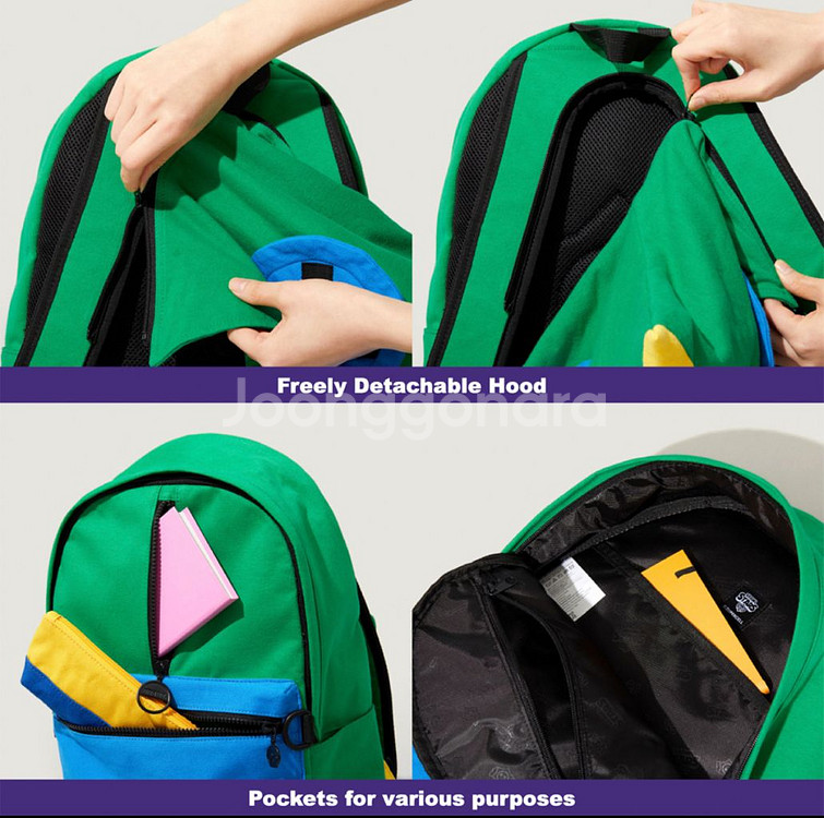 미개봉 브롤스타즈 레온 후드 백팩+토트백+키링 풀세트--5