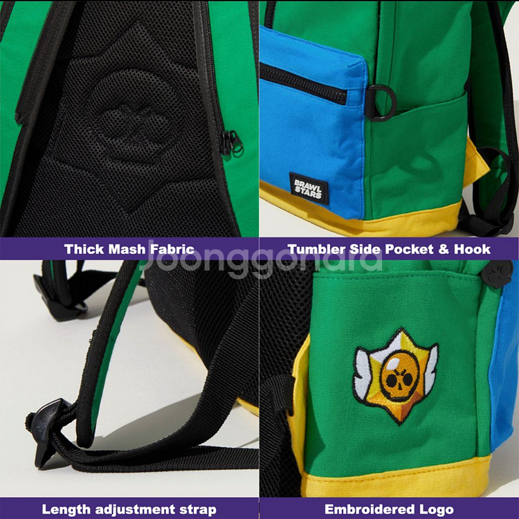 미개봉 브롤스타즈 레온 후드 백팩+토트백+키링 풀세트--4