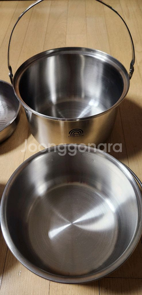 레보 바닥3중 스텐 코펠 세트--4