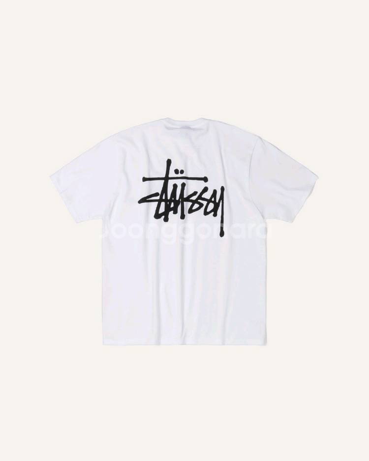 스투시 STUSSY 흰색 반팔 티셔츠 로고 프린팅--0