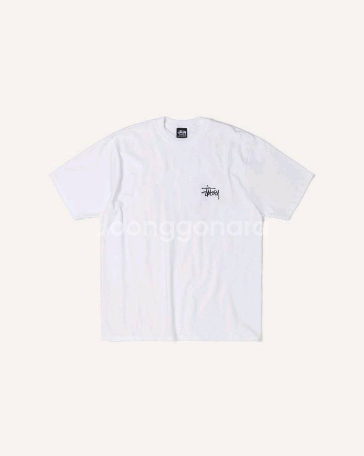 스투시 STUSSY 흰색 반팔 티셔츠 로고 프린팅--1