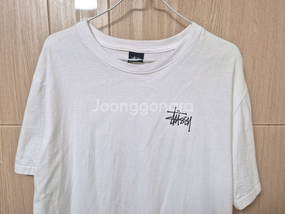 스투시 STUSSY 흰색 반팔 티셔츠 로고 프린팅--4