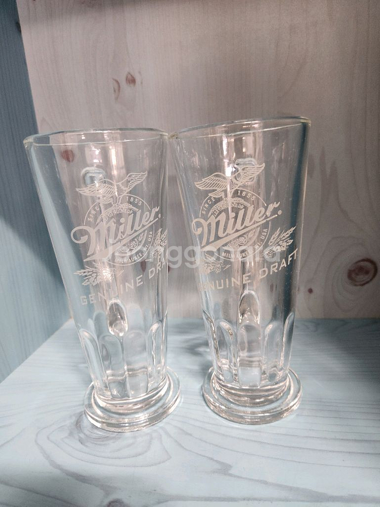 밀러 제뉴인 드래프트 맥주컵 2개--1