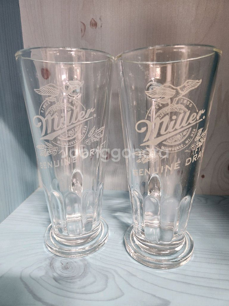 밀러 제뉴인 드래프트 맥주컵 2개--3