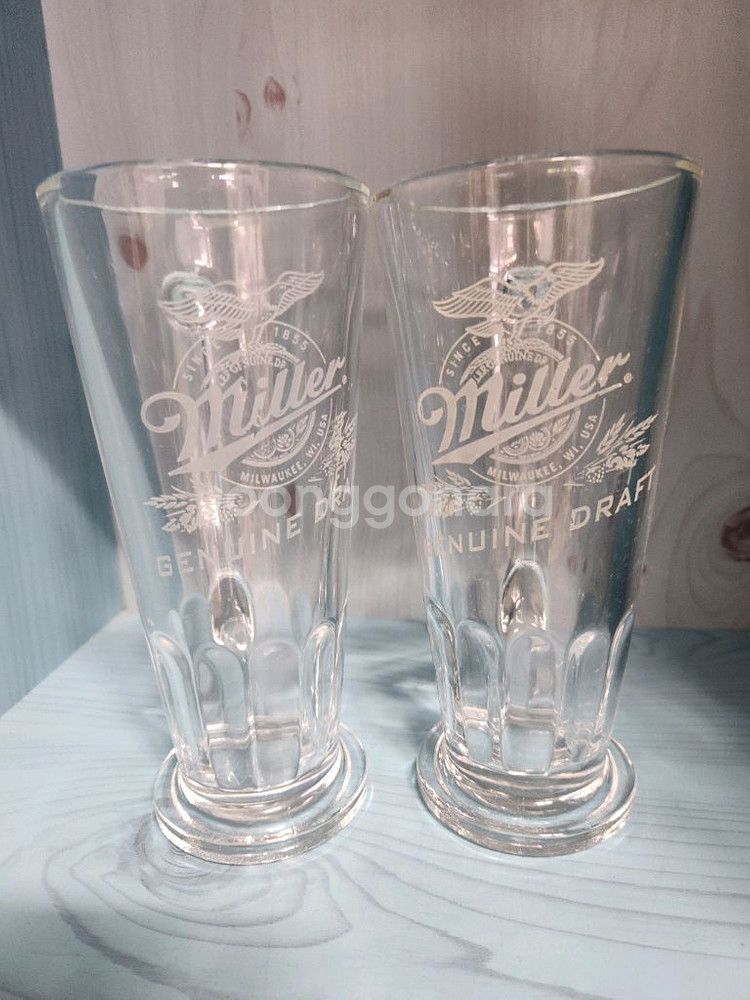 밀러 제뉴인 드래프트 맥주컵 2개--0