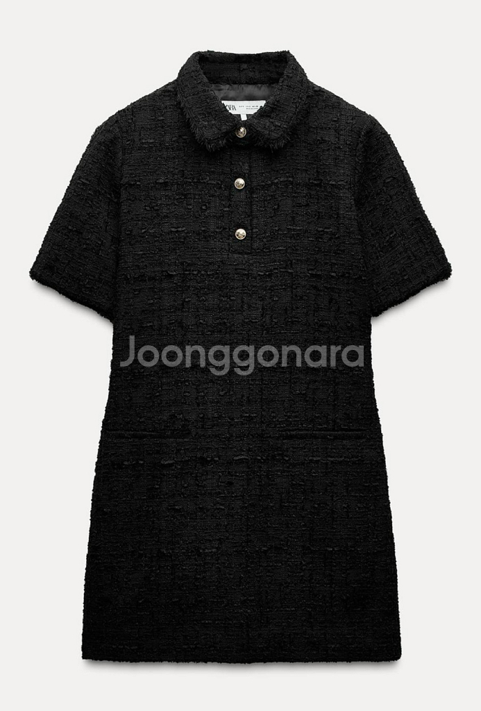 택달린) 자라 트위드 카라 반팔 원핏--1