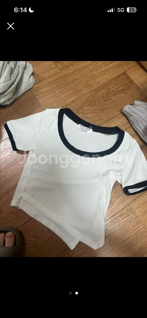 배색 사선 크롭 반팔티 세트도 있음--2