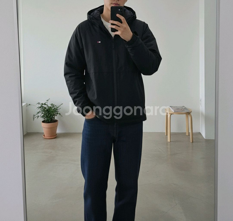 [M]<타미 힐피거> 후드 블랙점퍼--2