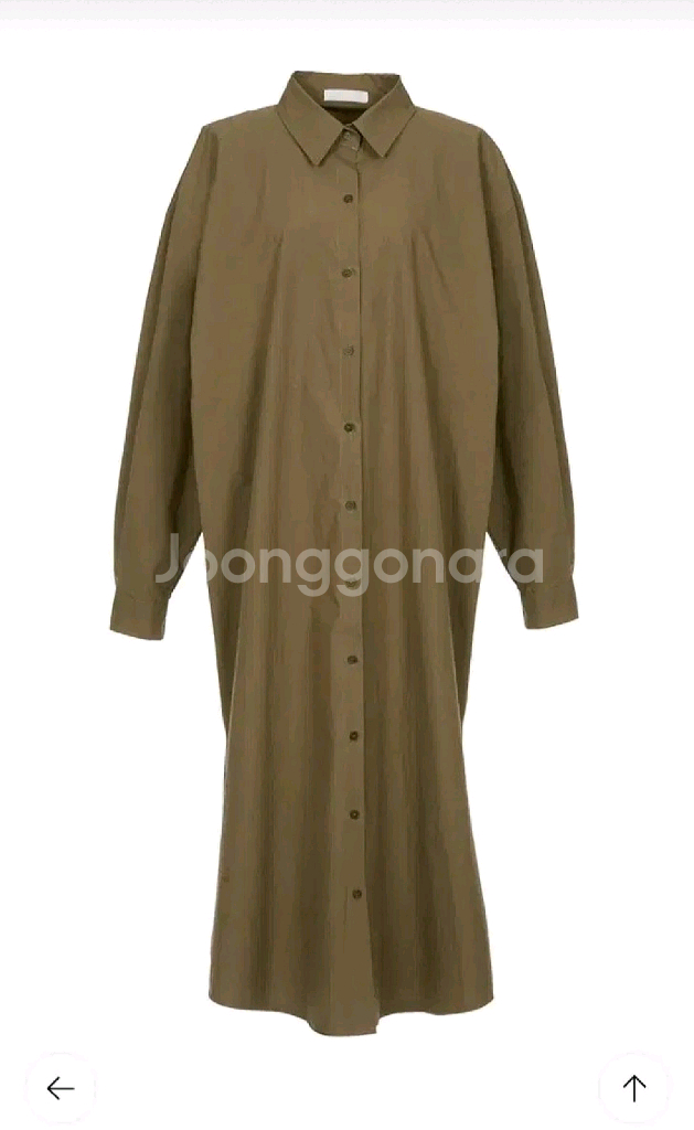 딘트 셔츠 롱 투웨이 원피스 - 카키--5