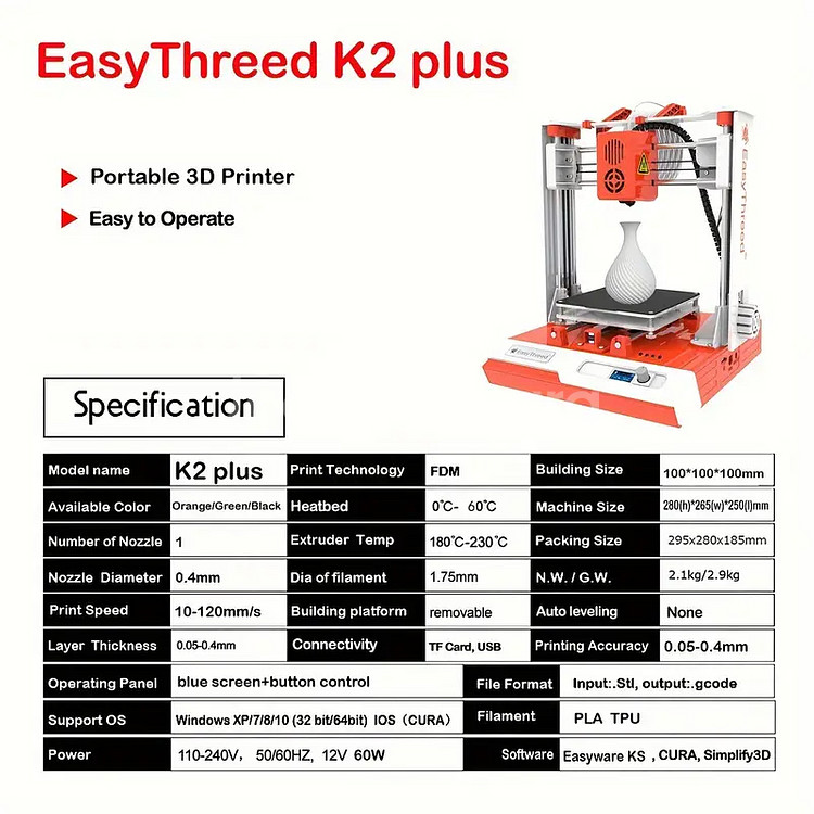 EasyThreed 3D 프린터 K2plus,--3