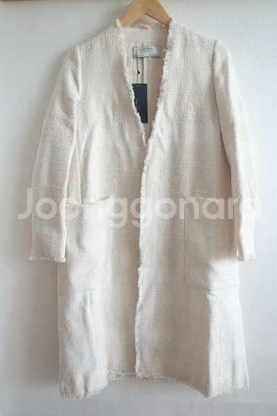 자라 zara 아이보리 트위드 롱가디건 코트--0