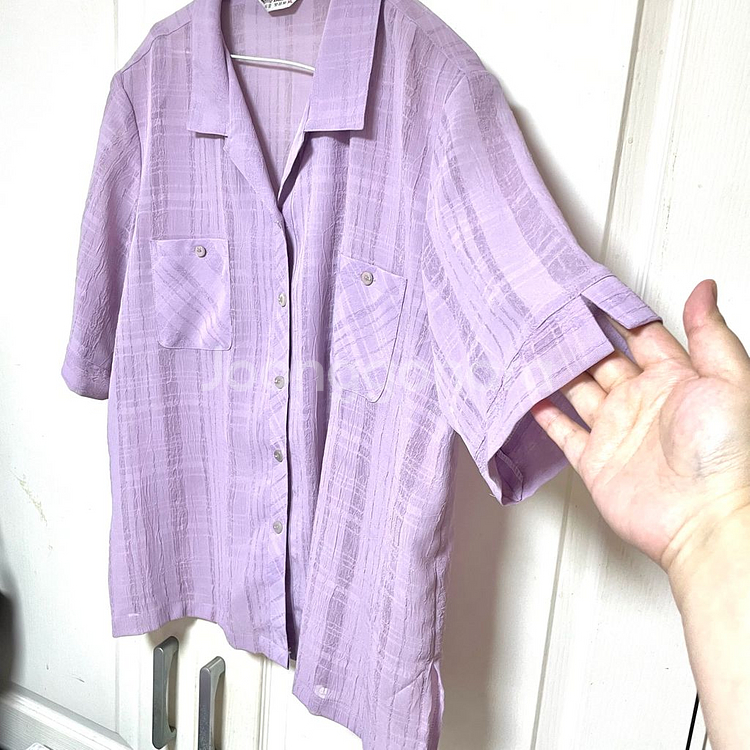 보성사 빈티지 레트로 반팔 블라우스 셔츠 XL--1