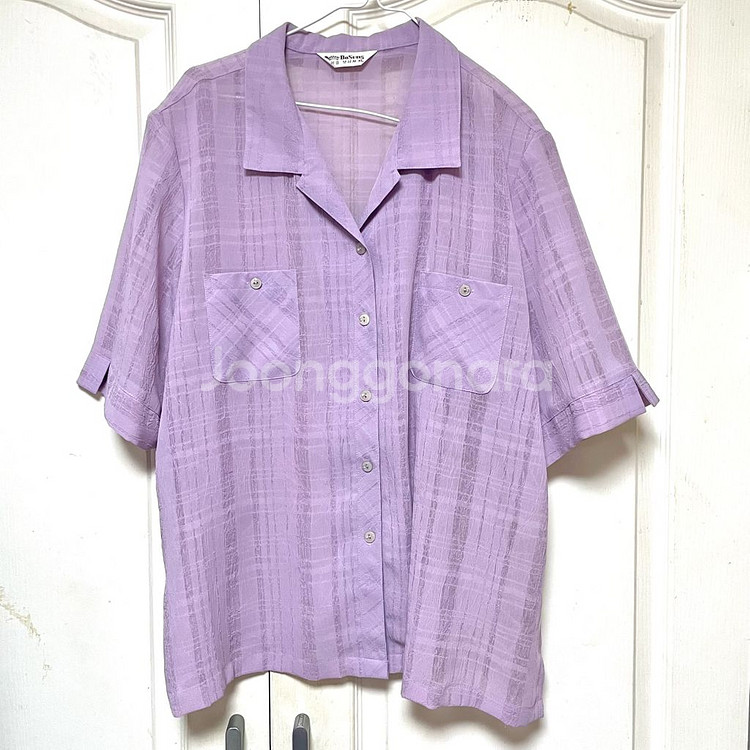 보성사 빈티지 레트로 반팔 블라우스 셔츠 XL--0