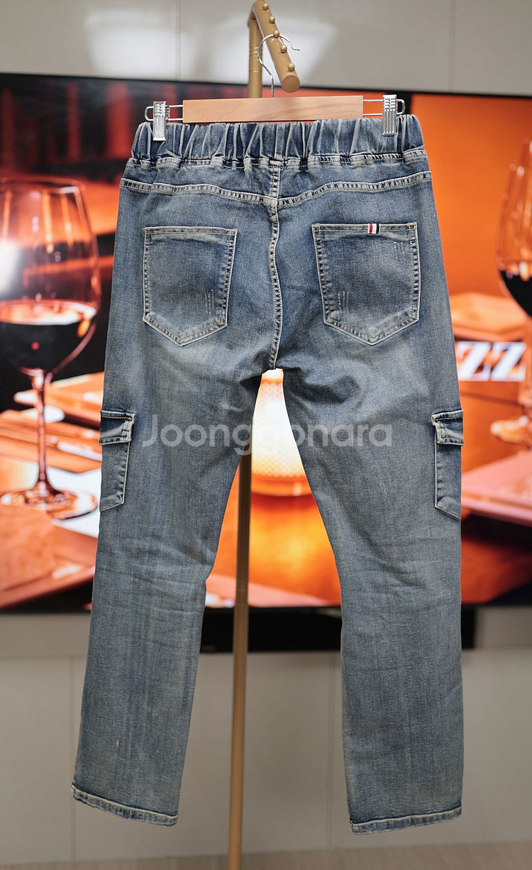 몽클레어 감성 포켓 디테일 데님 카고 팬츠--2